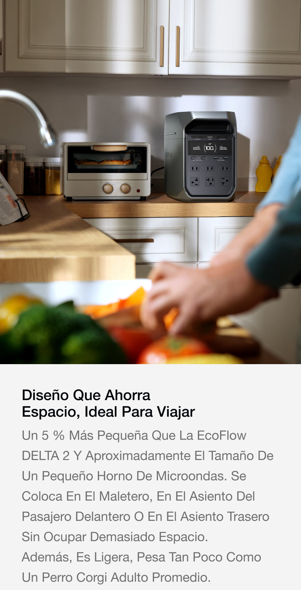 El diseño compacto y portátil se adapta fácilmente en cualquier espacio