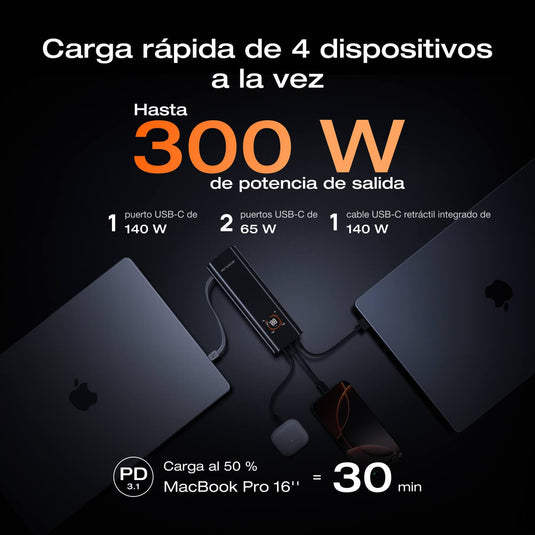 Banco de energía EcoFlow RAPID Pro (27 650 mAh, 300 W, cable integrado de 140 W) Power Bank EcoFlow ES