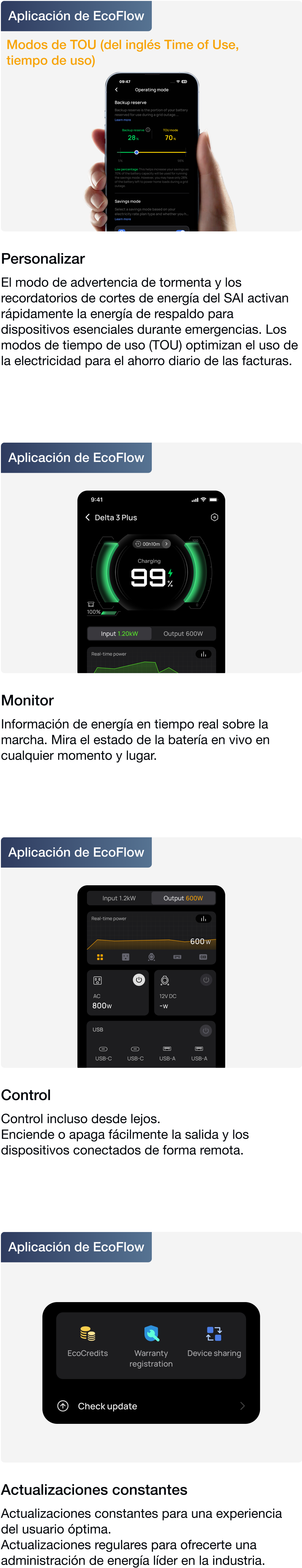 La seguridad de tener energía de reserva, la comodidad para el uso diario