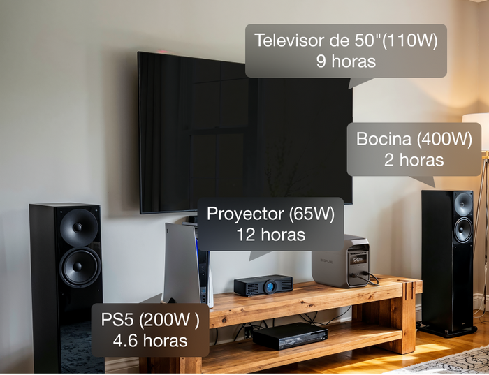 1800 W de potencia, 1kWh de capacidad