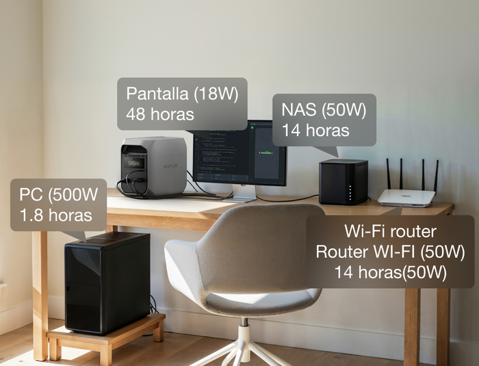 1800 W de potencia, 1kWh de capacidad