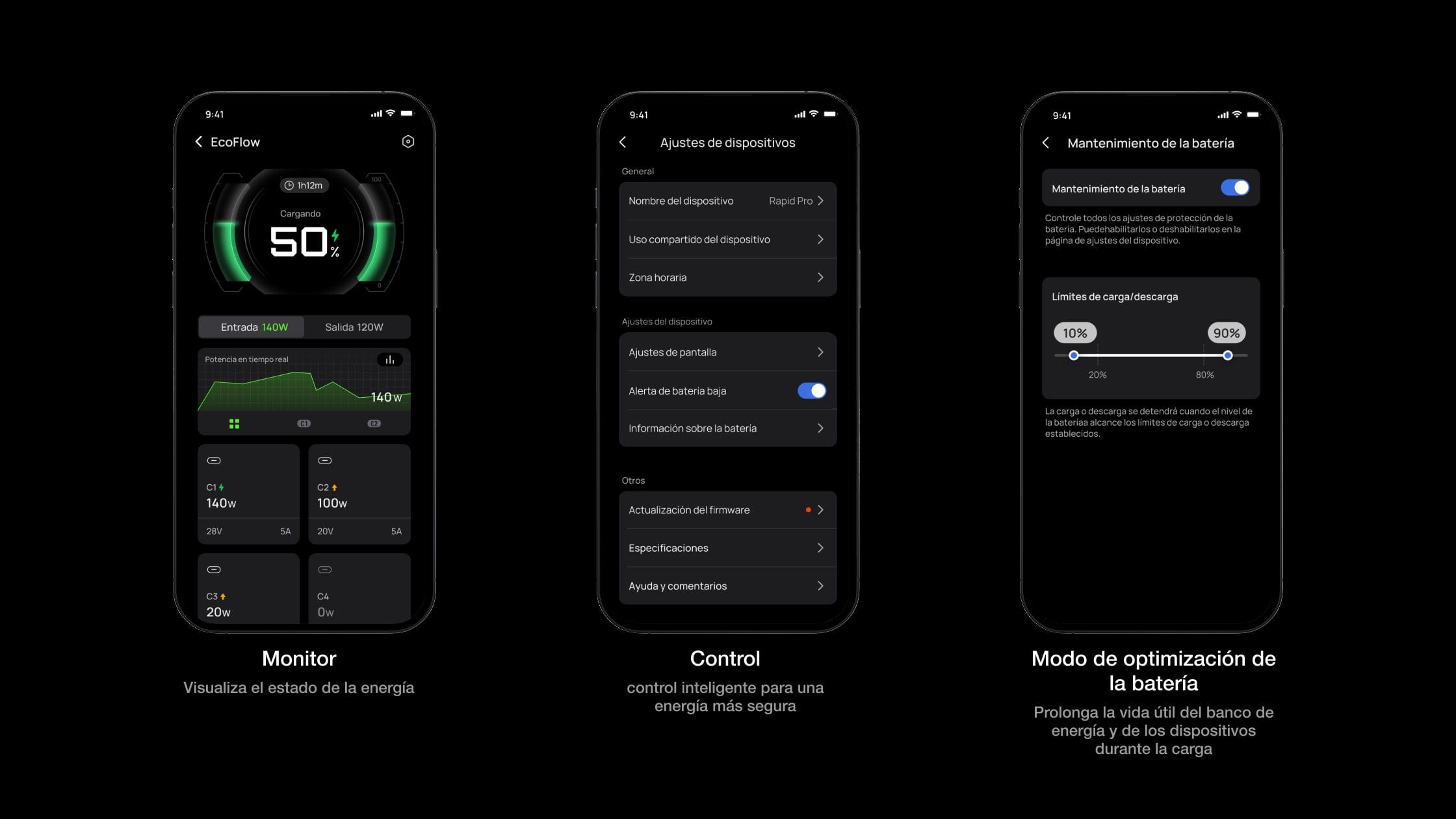 Gestión de la energía y personalización a través de la aplicación